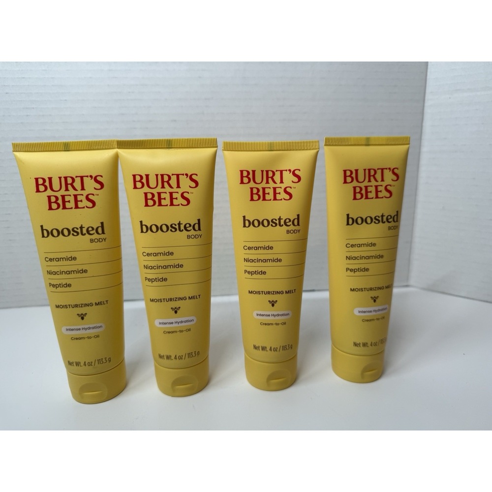 4 New Burt's Bees BOOSTED Body Moisturizing Melt Cream-to-Oil 4oz each